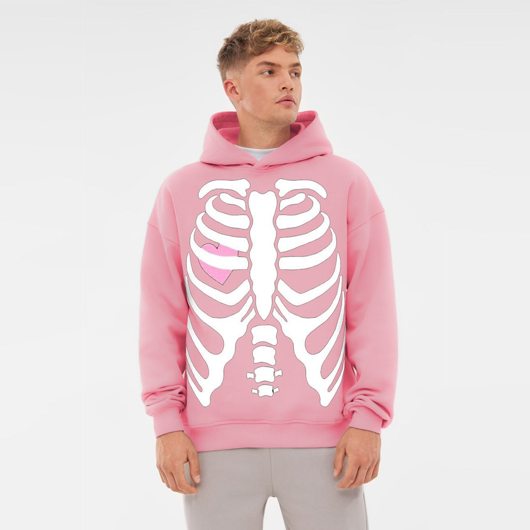 Jupiter Hotep Oversized Skull & Heart Printed Hoodie