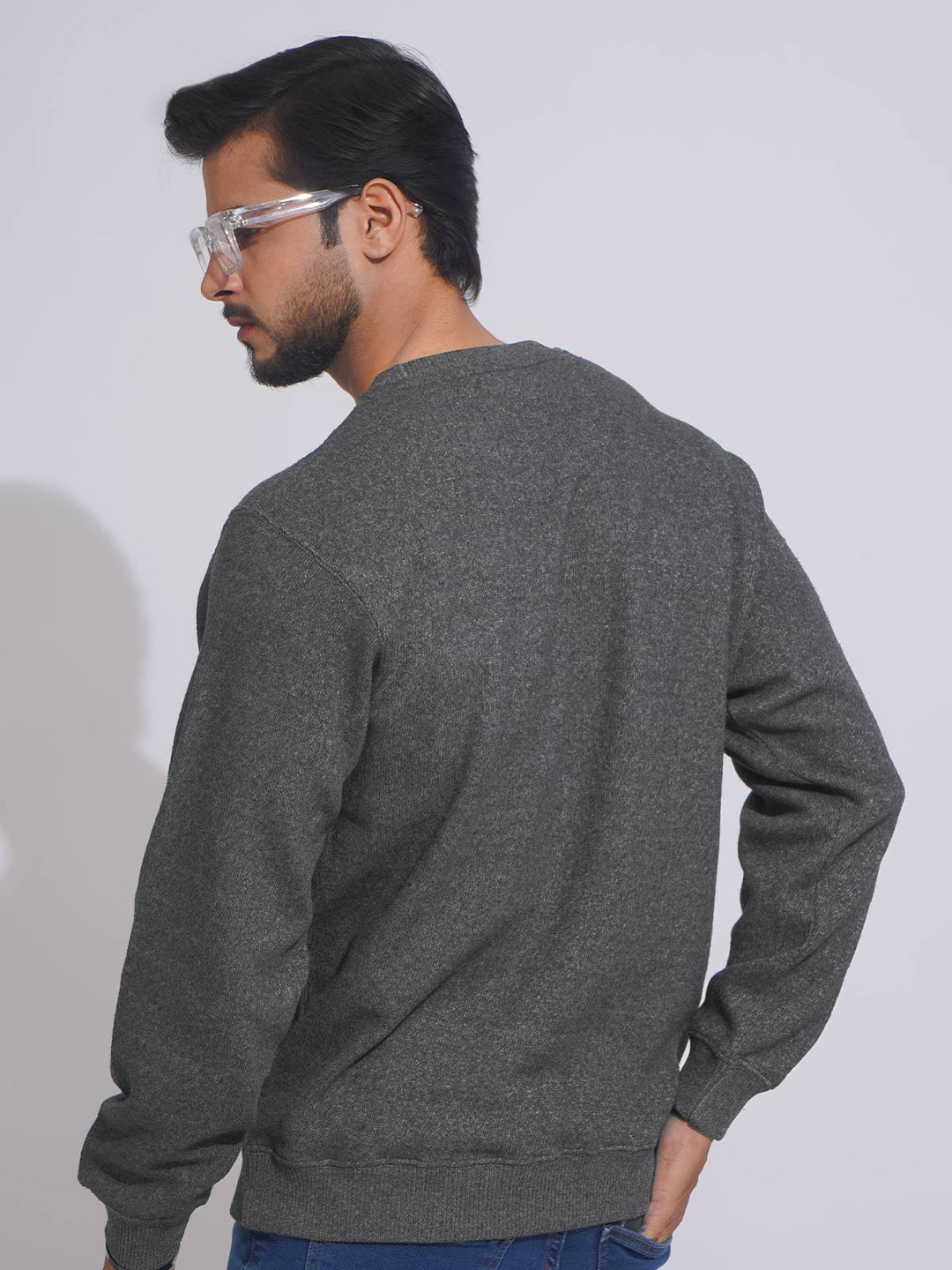 Charcoal Men’s Fleece Sweat Shirt (TEE-222)