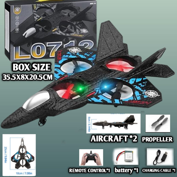 LO-712 Remote Control Fighter Jet – 2.4GHz RC Aeroplane with LED Lights | High-Speed Flying Toy for Kids & Adults