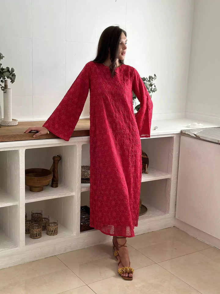 Zinnia Cut Work Long Shirt - Dress