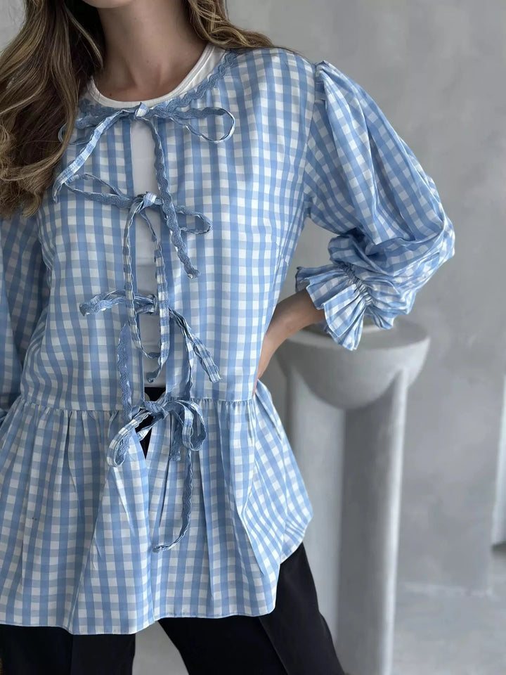 Gingham Swirl Blue Shirt