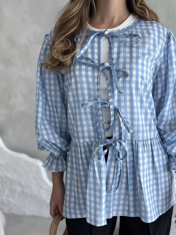 Gingham Swirl Blue Shirt