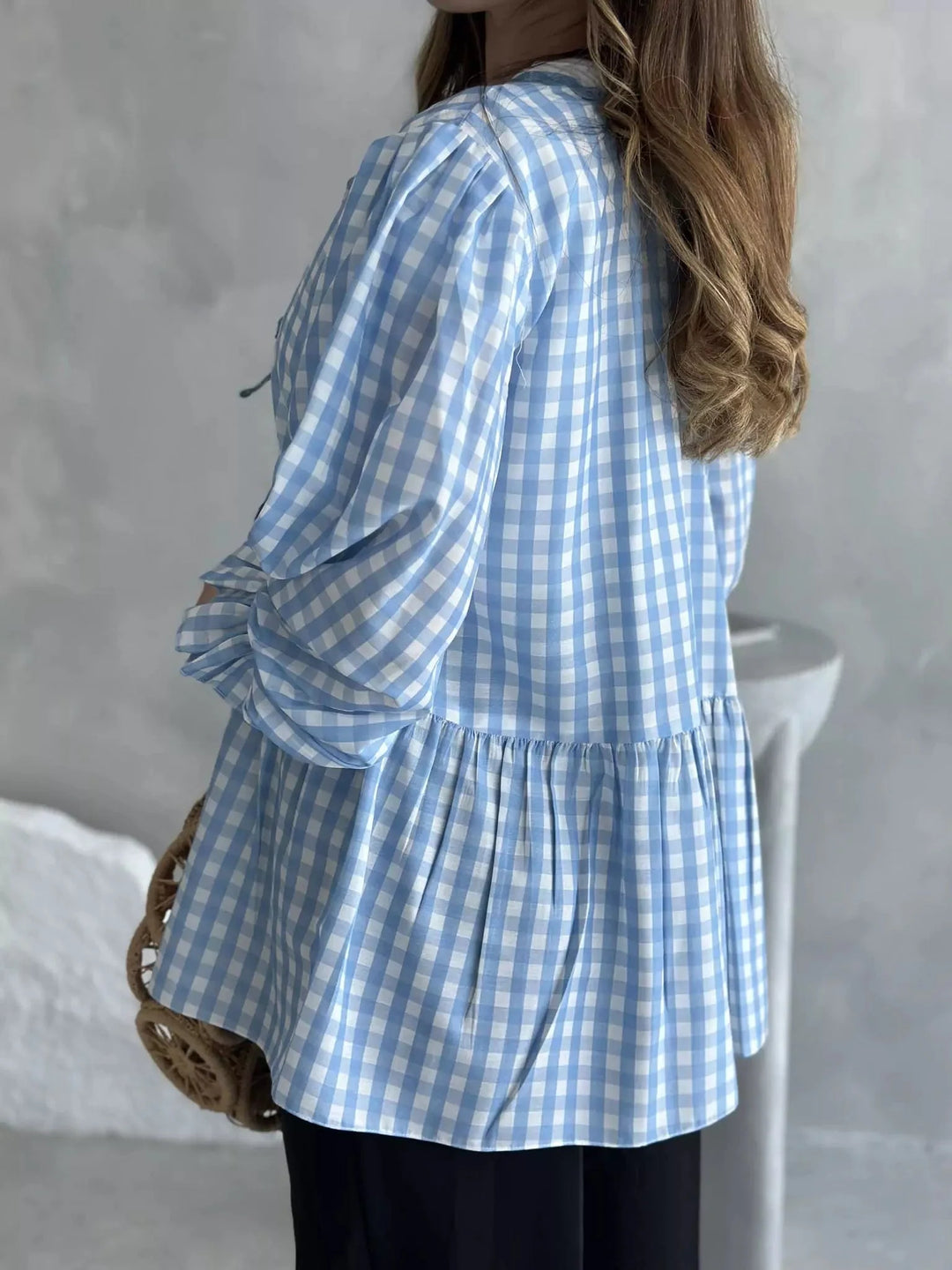 Gingham Swirl Blue Shirt