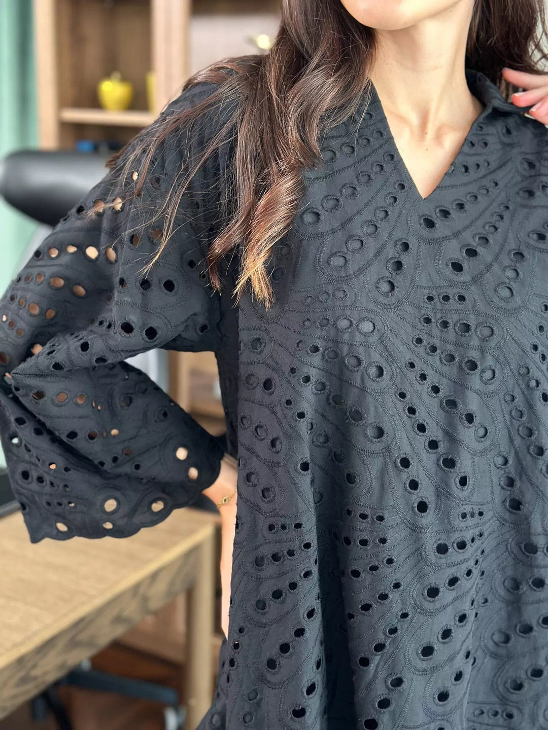 Koyal Black Cutwork Shirt